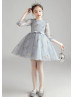 Gray Tulle Sparkly Flower Girl Dress